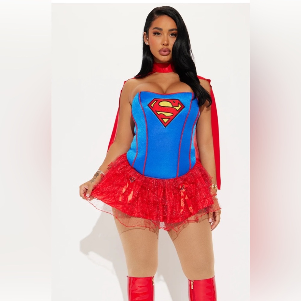 Superwoman costume. Corset with Red tutu